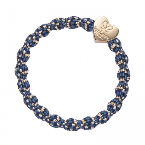 By Eloise Bangle Band - Metallic Blue Gold Heart